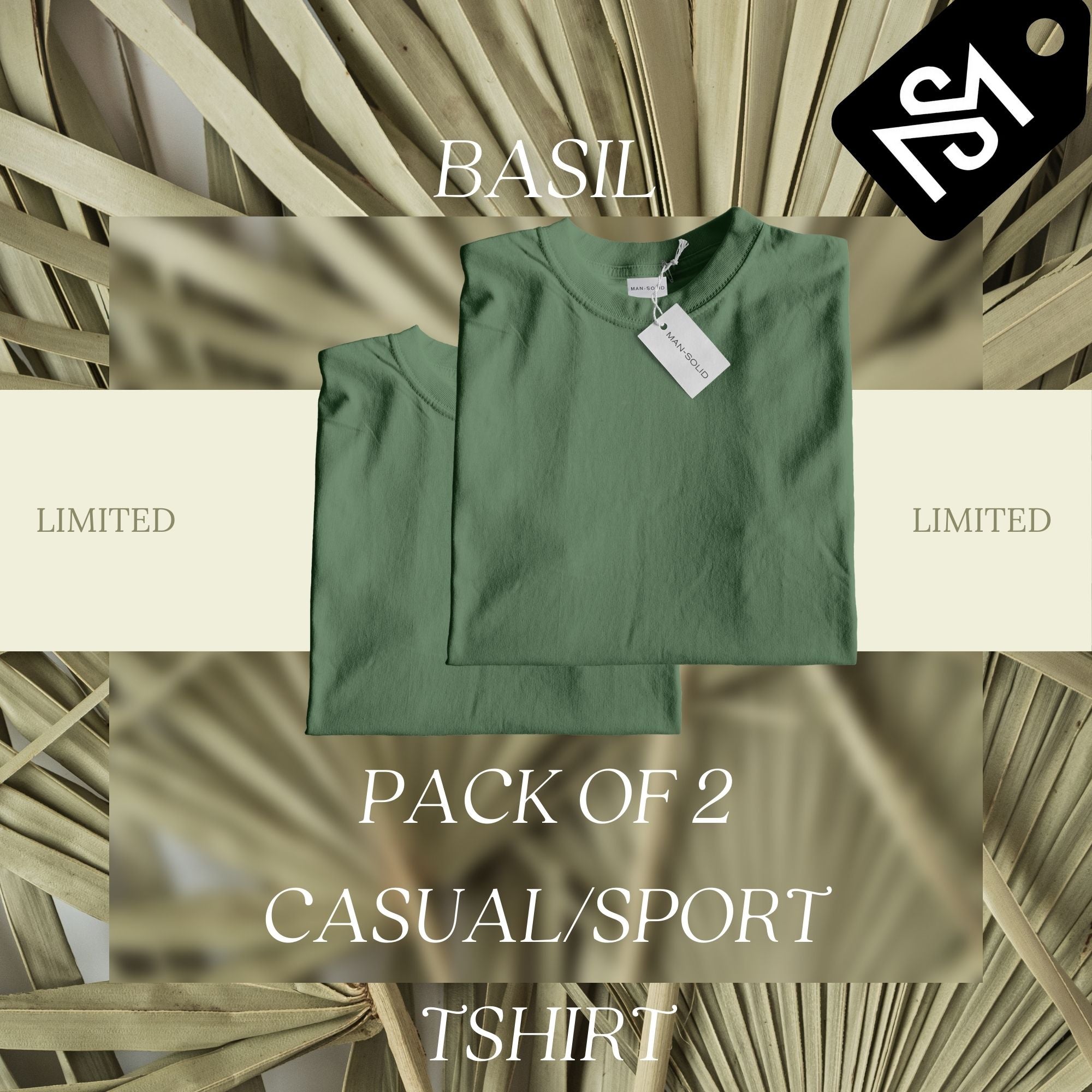 Pack of 2 Basil Green T-Shirts for Men – Stylish Solid Tees for All-Day Comfort