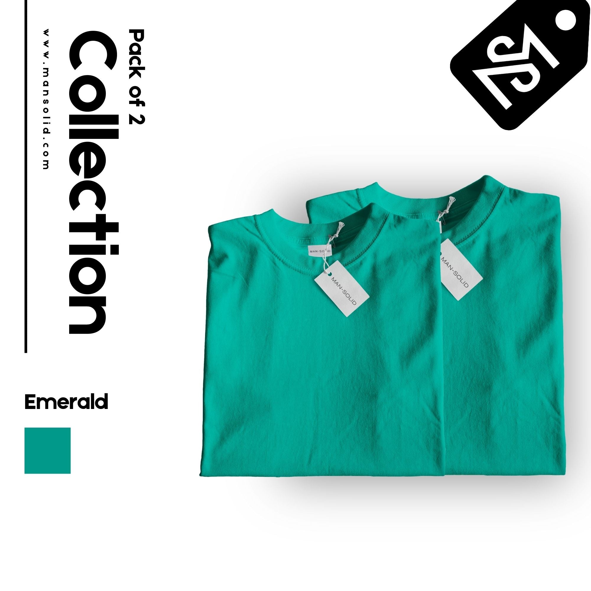 Pack of 2 Emerald Green T-Shirts for Men – Premium Solid Tees for Versatile Wear