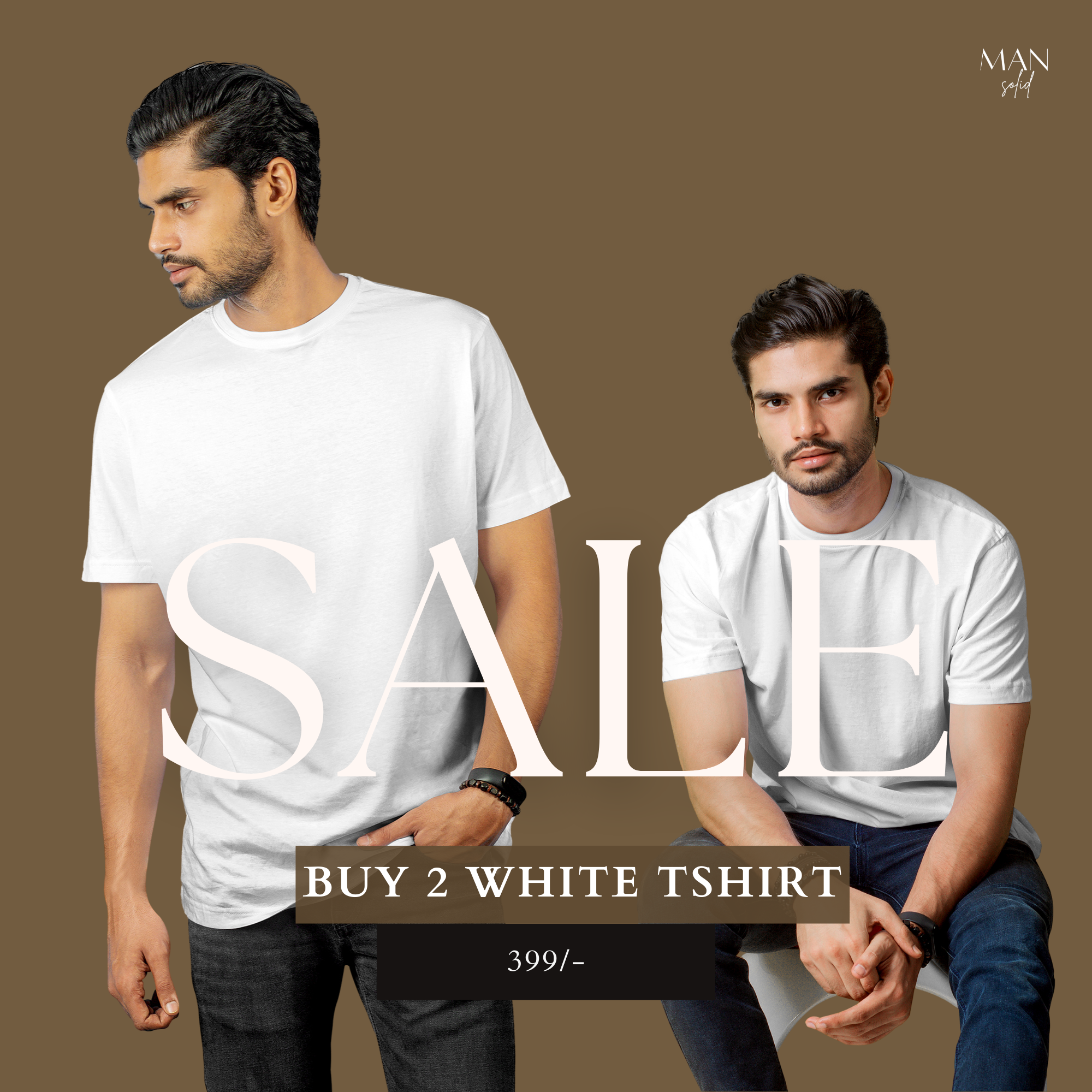 Pack of 2 White T-Shirts for Men – Premium Solid Tees for Casual & Sports Wear