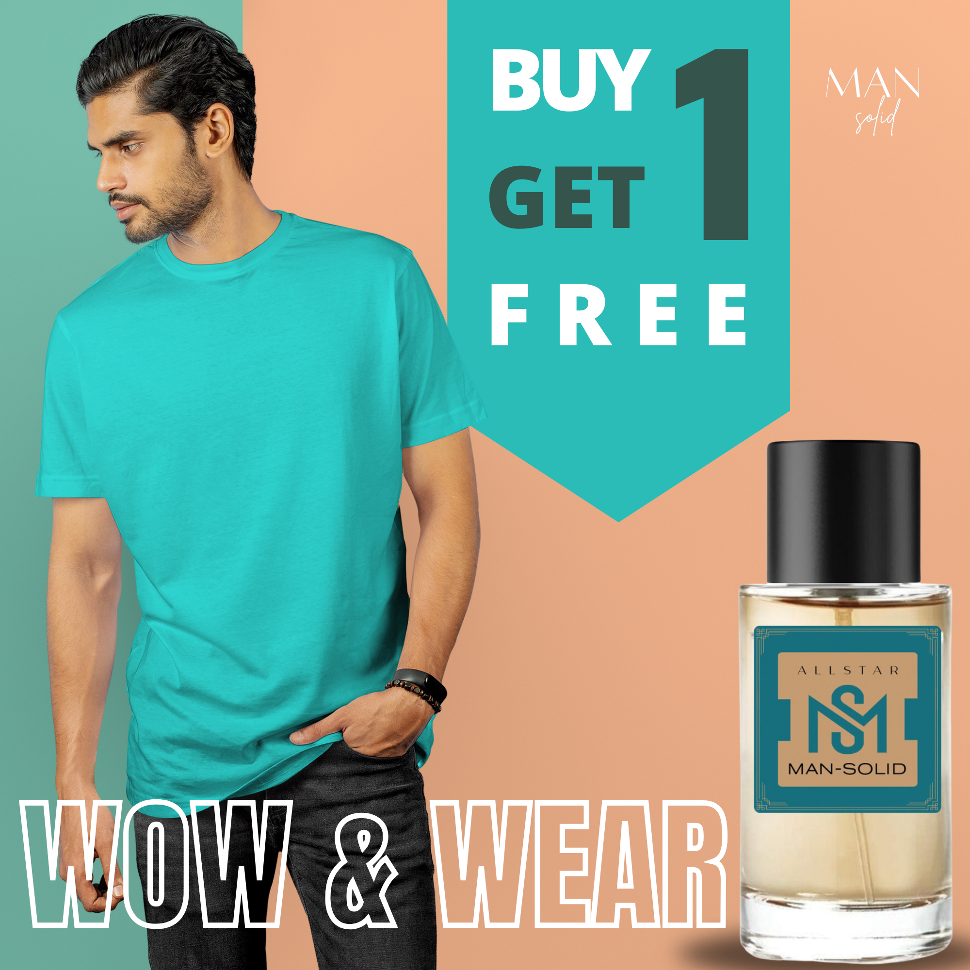 Man-Solid Tiffany Blue T-Shirt with All Star 50ml EDP – Fresh Sophistication