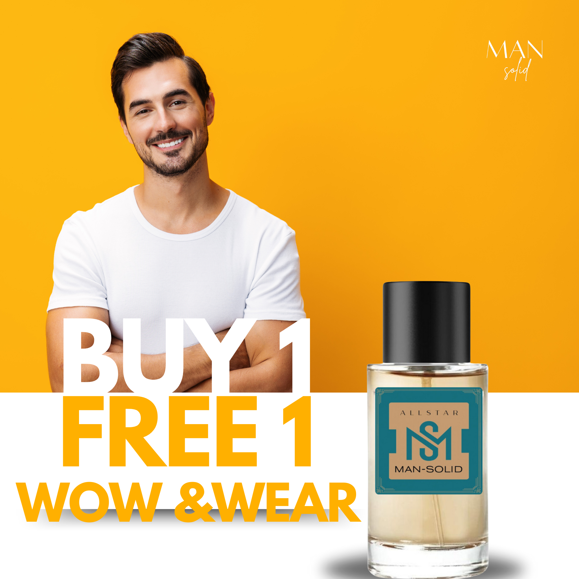 Man-Solid White T-Shirt with All Star 50ml EDP – Crisp Style & Citrus Aquatic Elegance