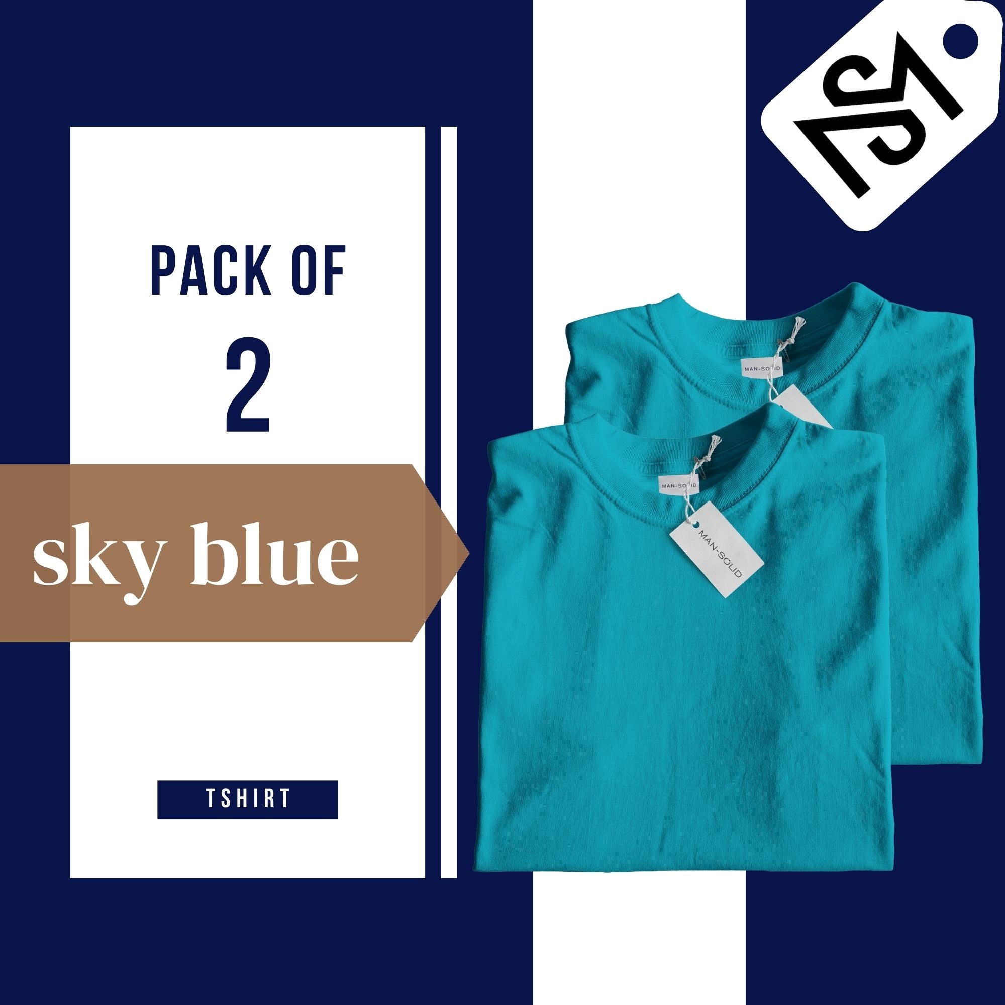 Pack of 2 Sky Blue T-Shirts for Men – Lightweight Solid Tees for Active Days