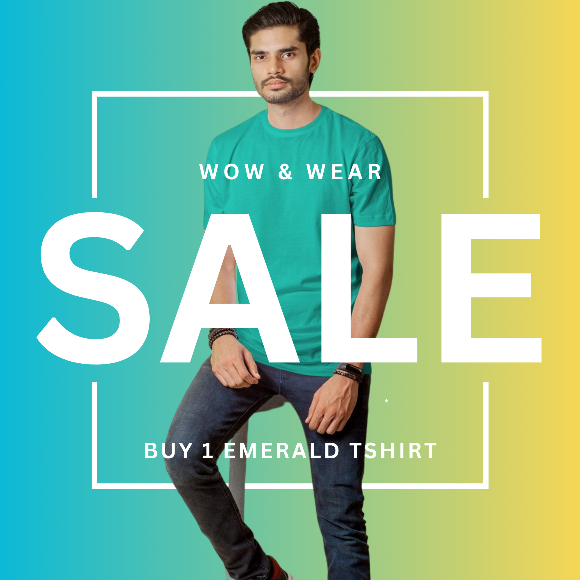 Man-Solid Emerald T-Shirt with Citrus Dew 50ml EDP – Vibrant Style & Sporty Freshness