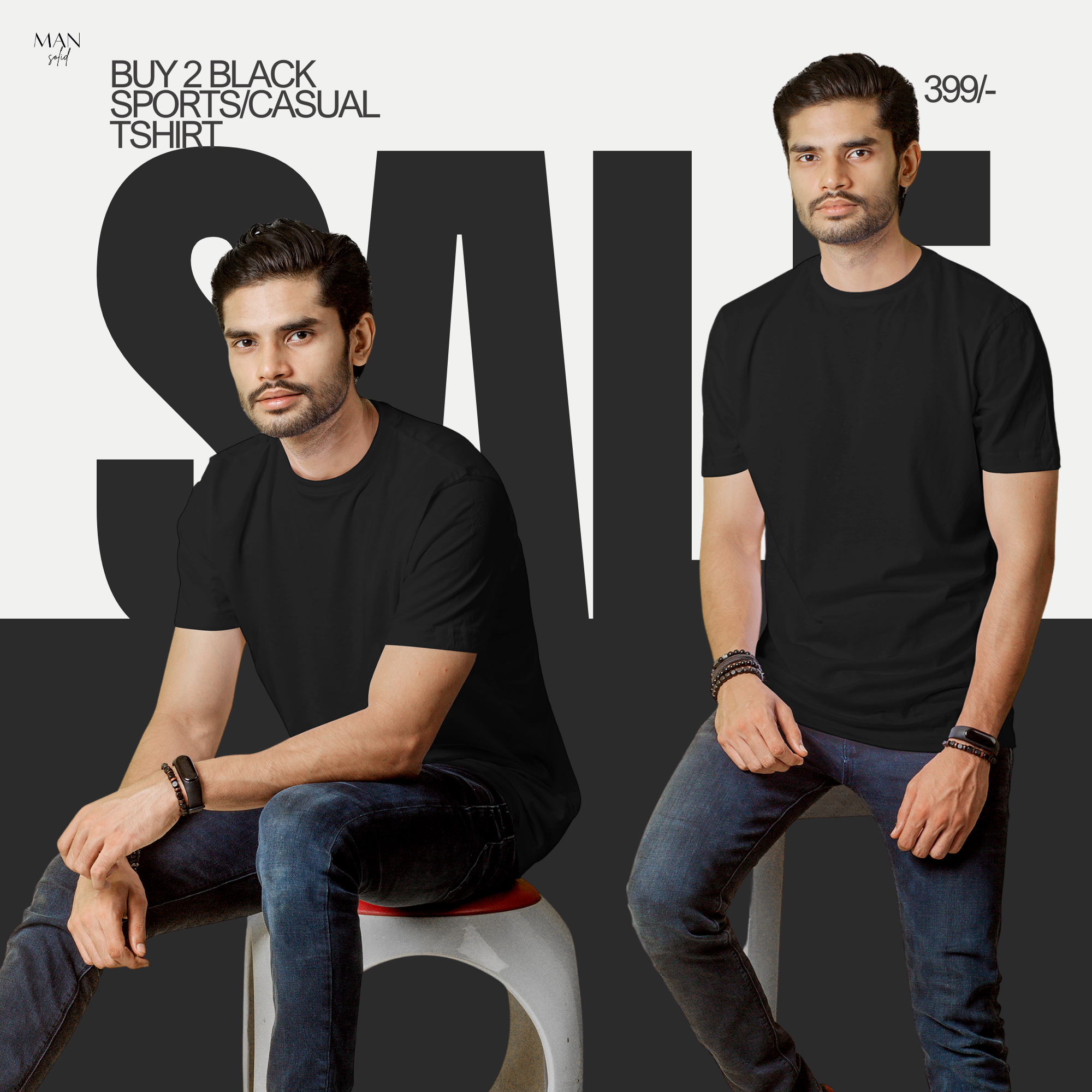 Pack of 2 Black T-Shirts for Men – Classic Solid Tees for Everyday Style