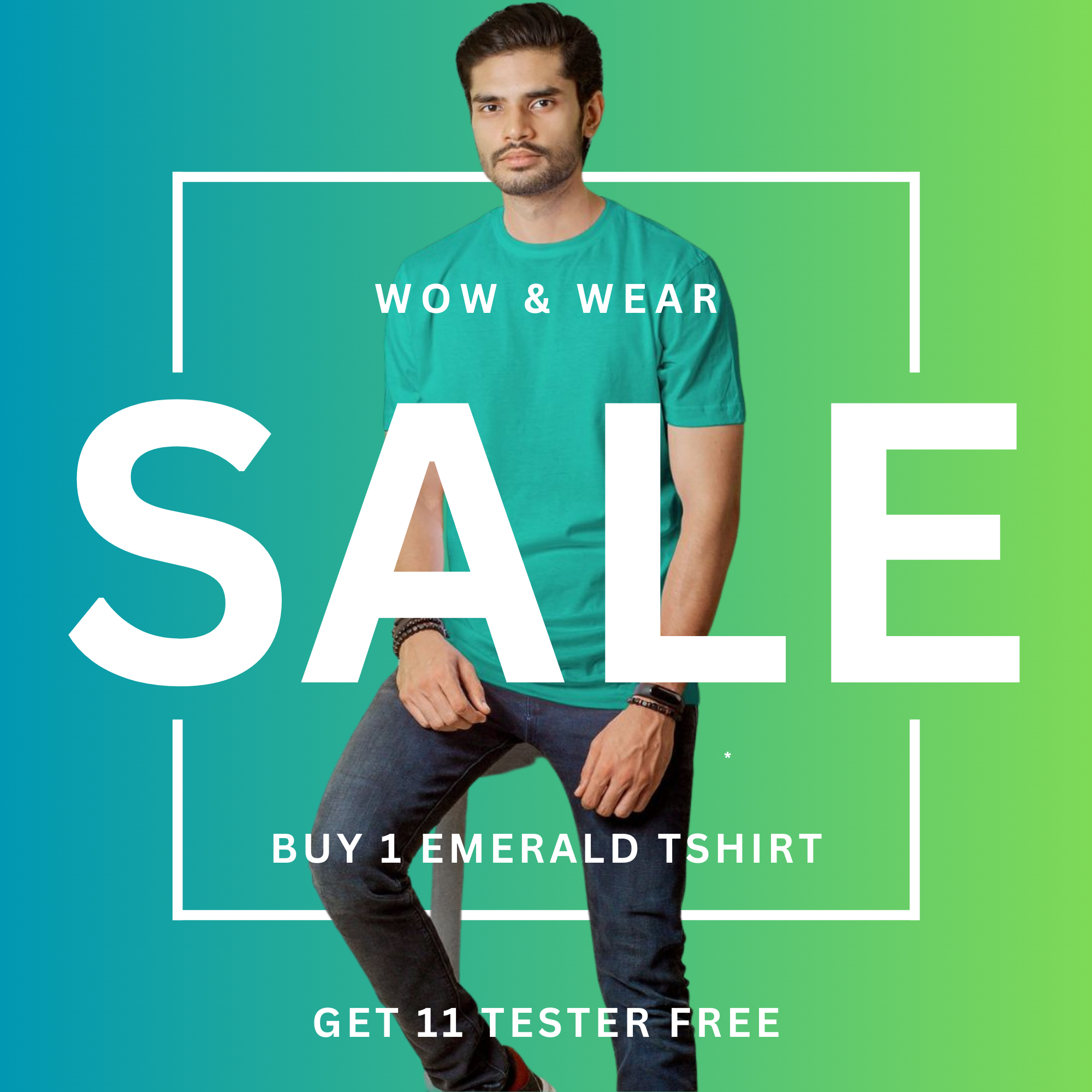 Man-Solid Emerald Green Solid T-Shirt + 11 Free Testers (5ml Each)