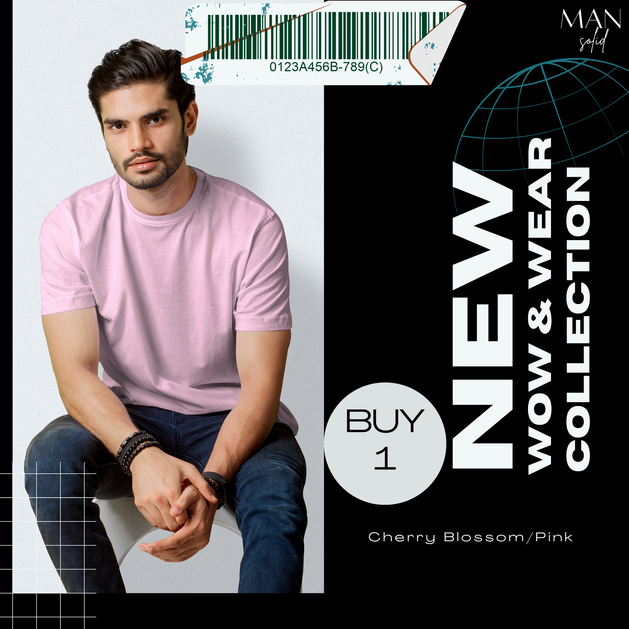 Man-Solid Pink T-Shirt with Extrait 50ml EDP – Bold Elegance & Smoky Sophistication