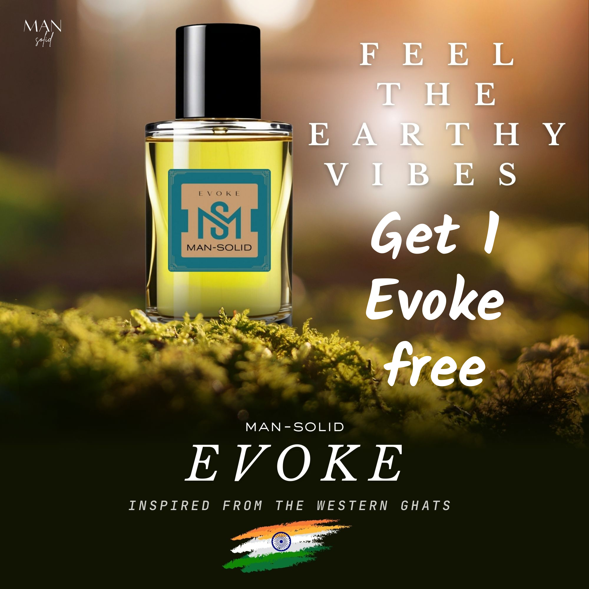 Man-Solid Basil Green T-Shirt with Evoke 50ml EDP – Nature-Inspired Elegance