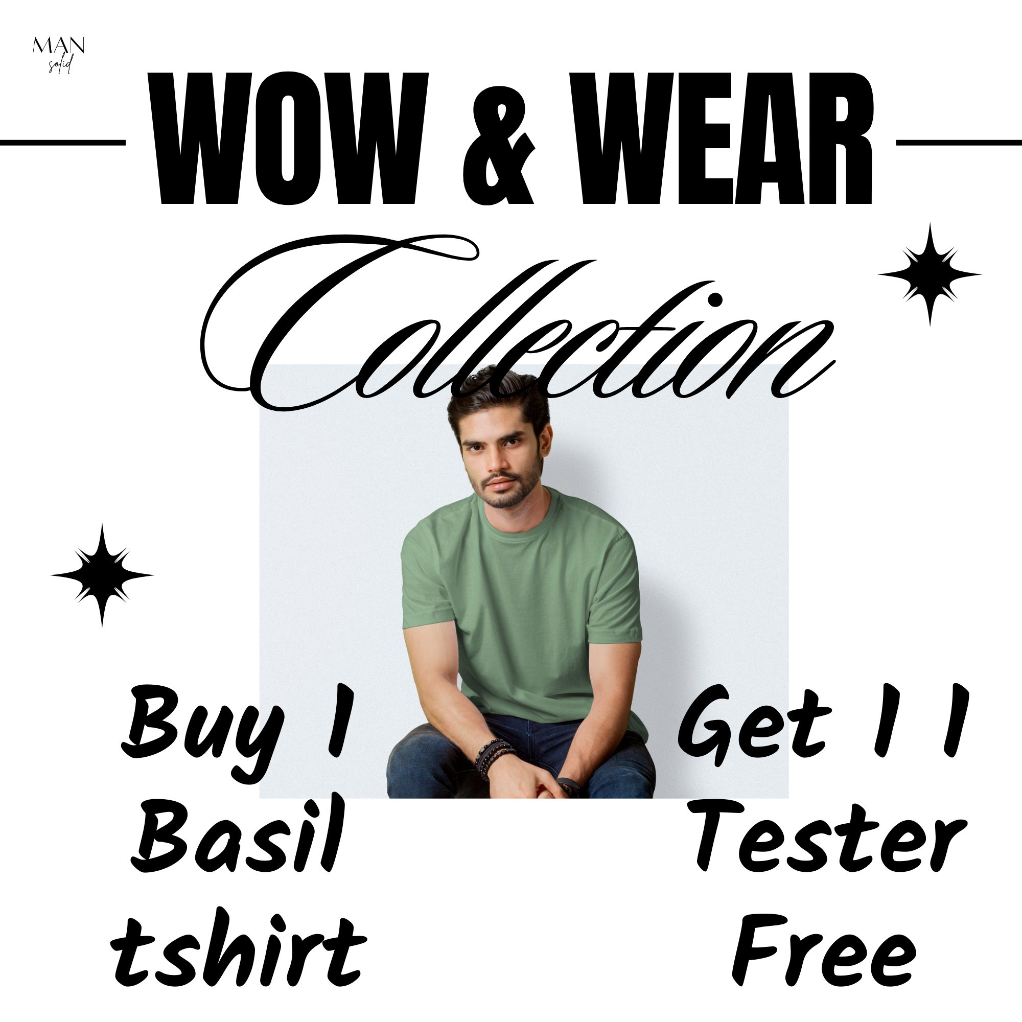 Man-Solid Basil Green Solid T-Shirt + 11 Free Testers (5ml Each)