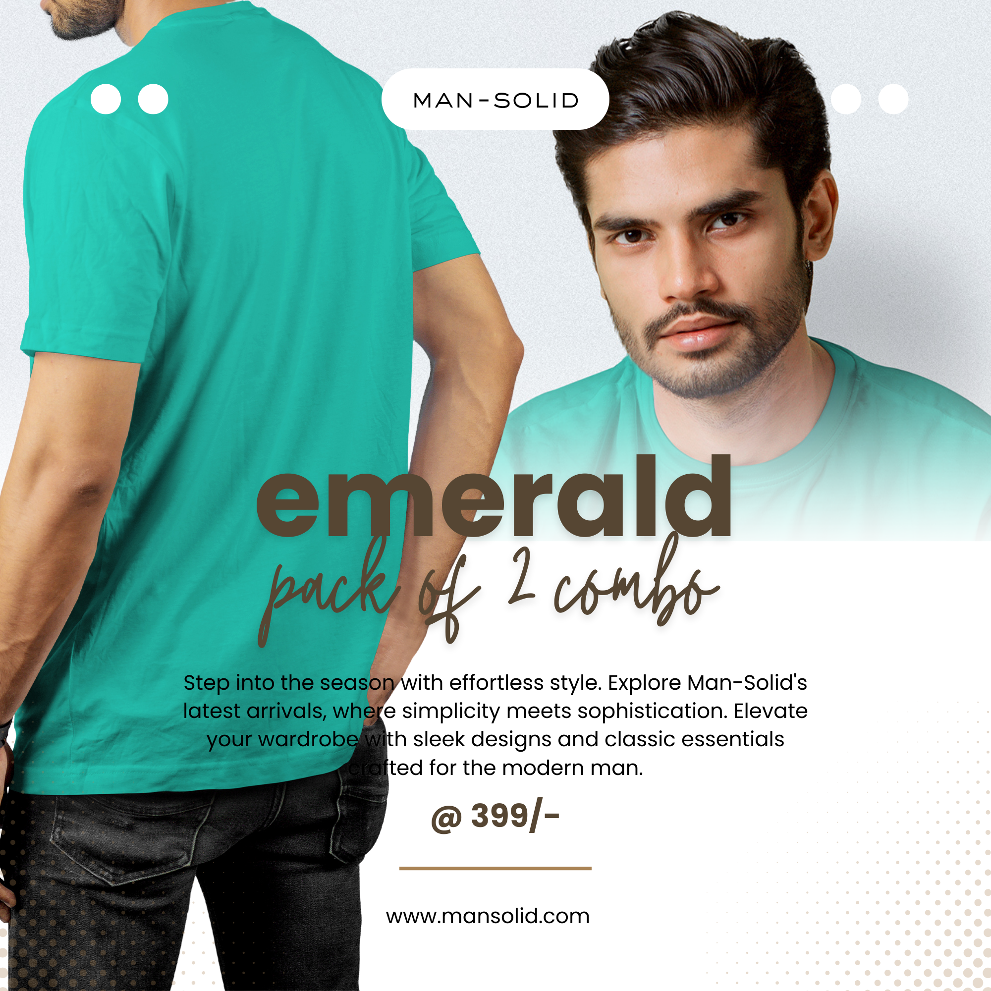 Pack of 2 Emerald Green T-Shirts for Men – Premium Solid Tees for Versatile Wear