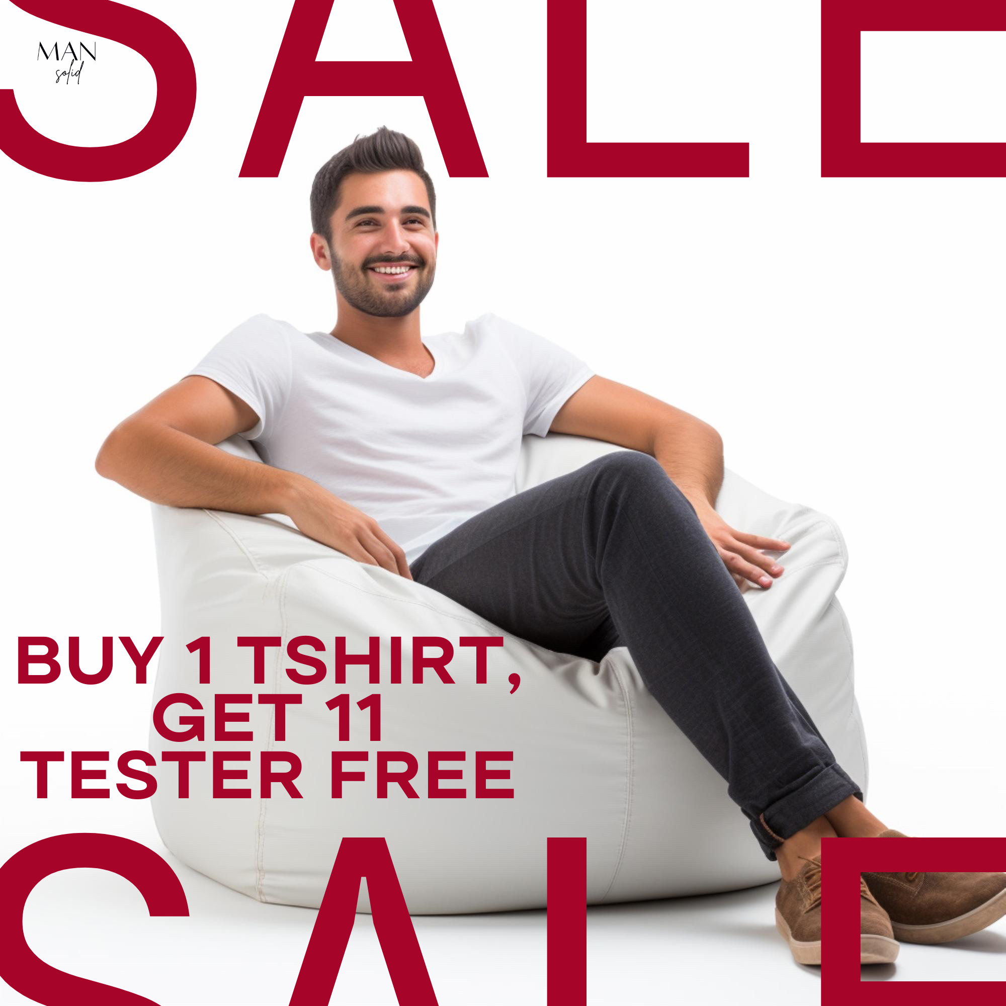 Man-Solid White Solid T-Shirt + 11 Free Testers (5ml Each)