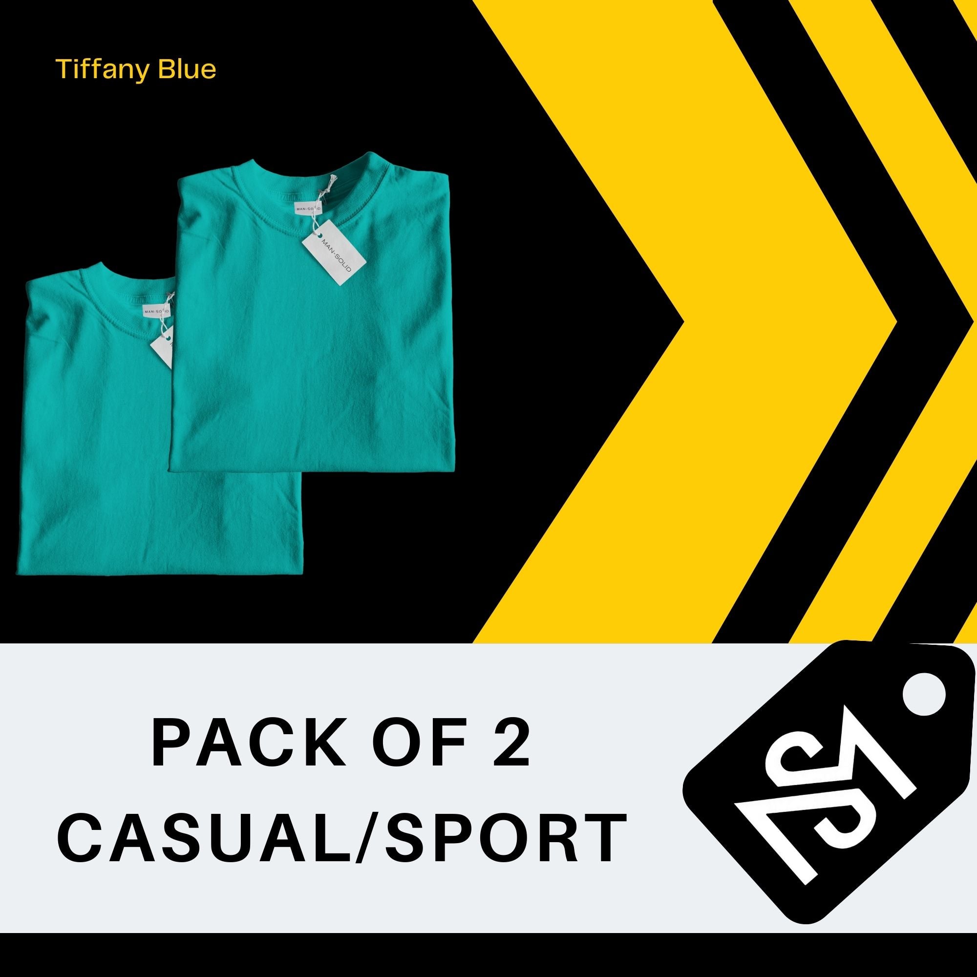 Pack of 2 Tiffany Blue T-Shirts for Men – Trendy Solid Tees for a Fresh Look