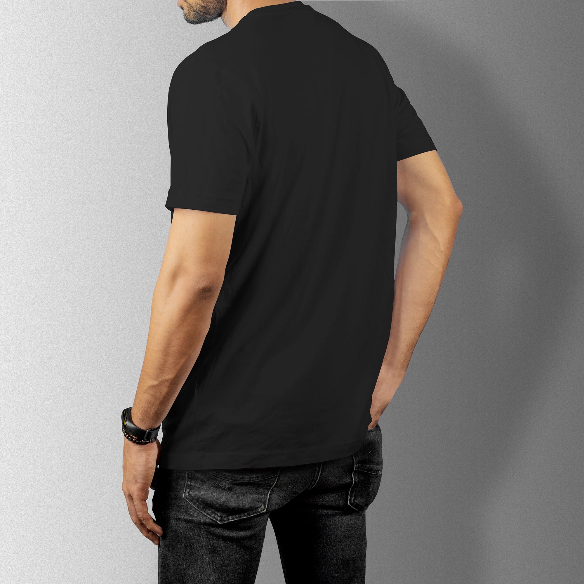 Black Essential Round Neck Short Sleeve T-Shirt (Casual/Sports)