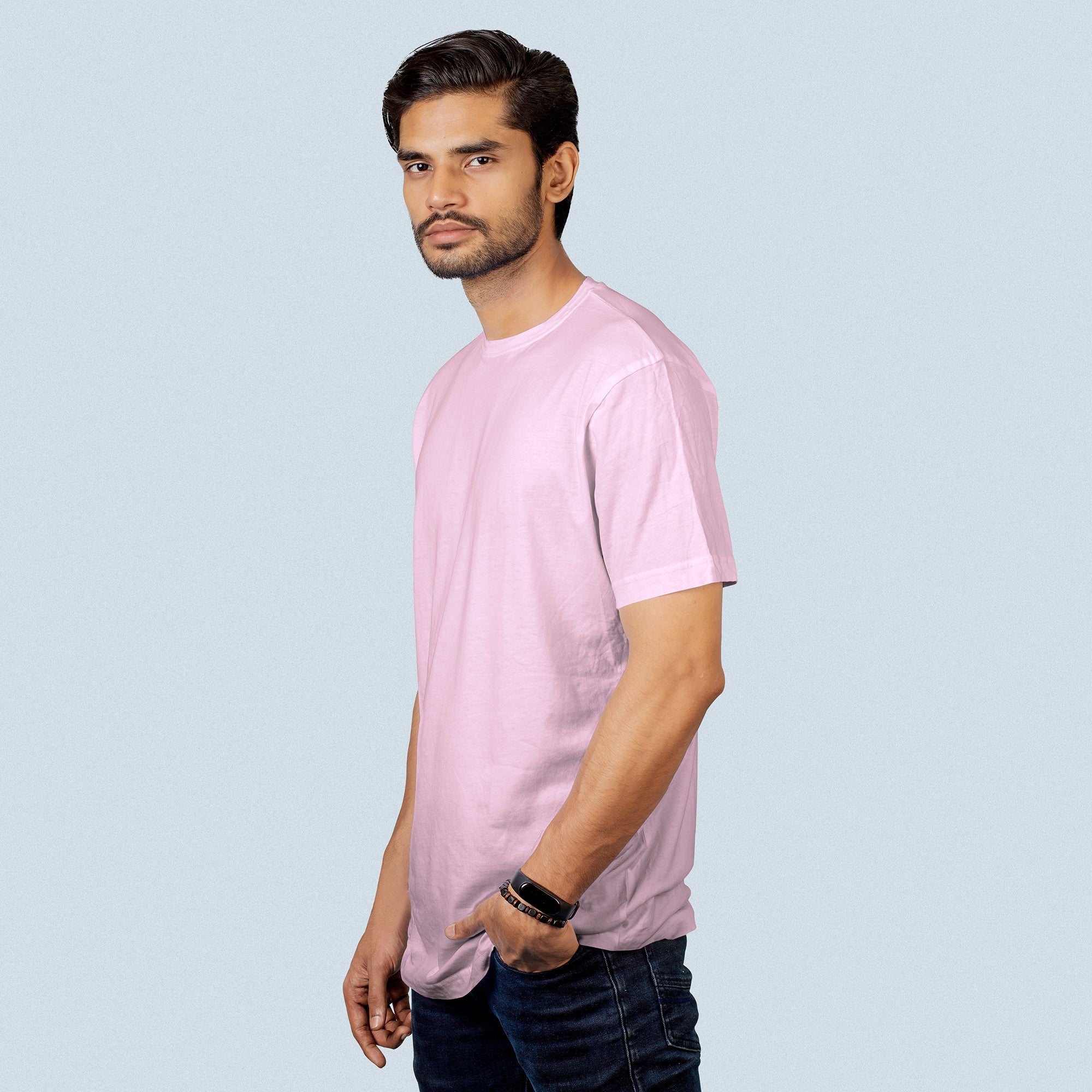 Pink Essential Round Neck Short Sleeve T-Shirt (Casual/Sports)