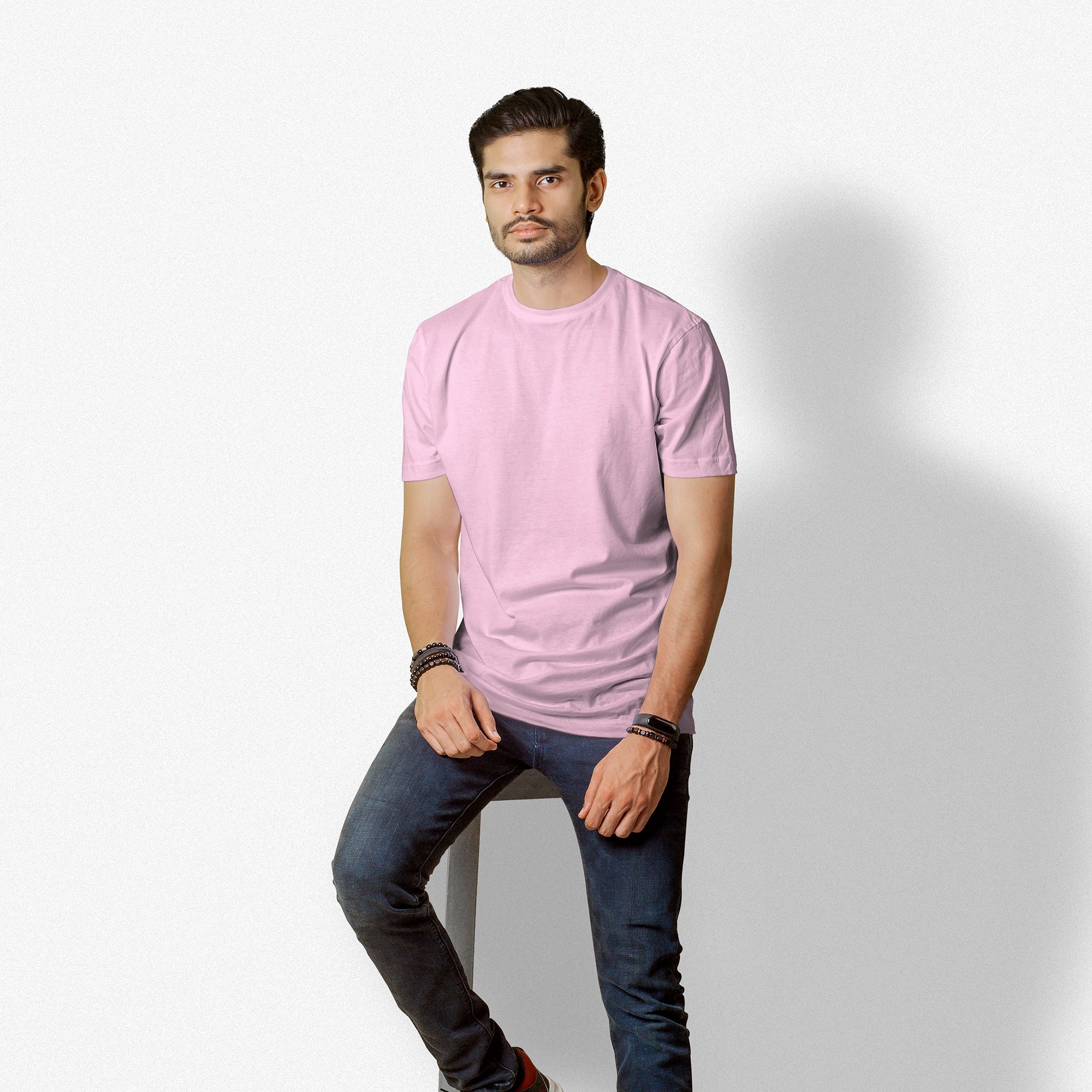 Pink Essential Round Neck Short Sleeve T-Shirt (Casual/Sports)