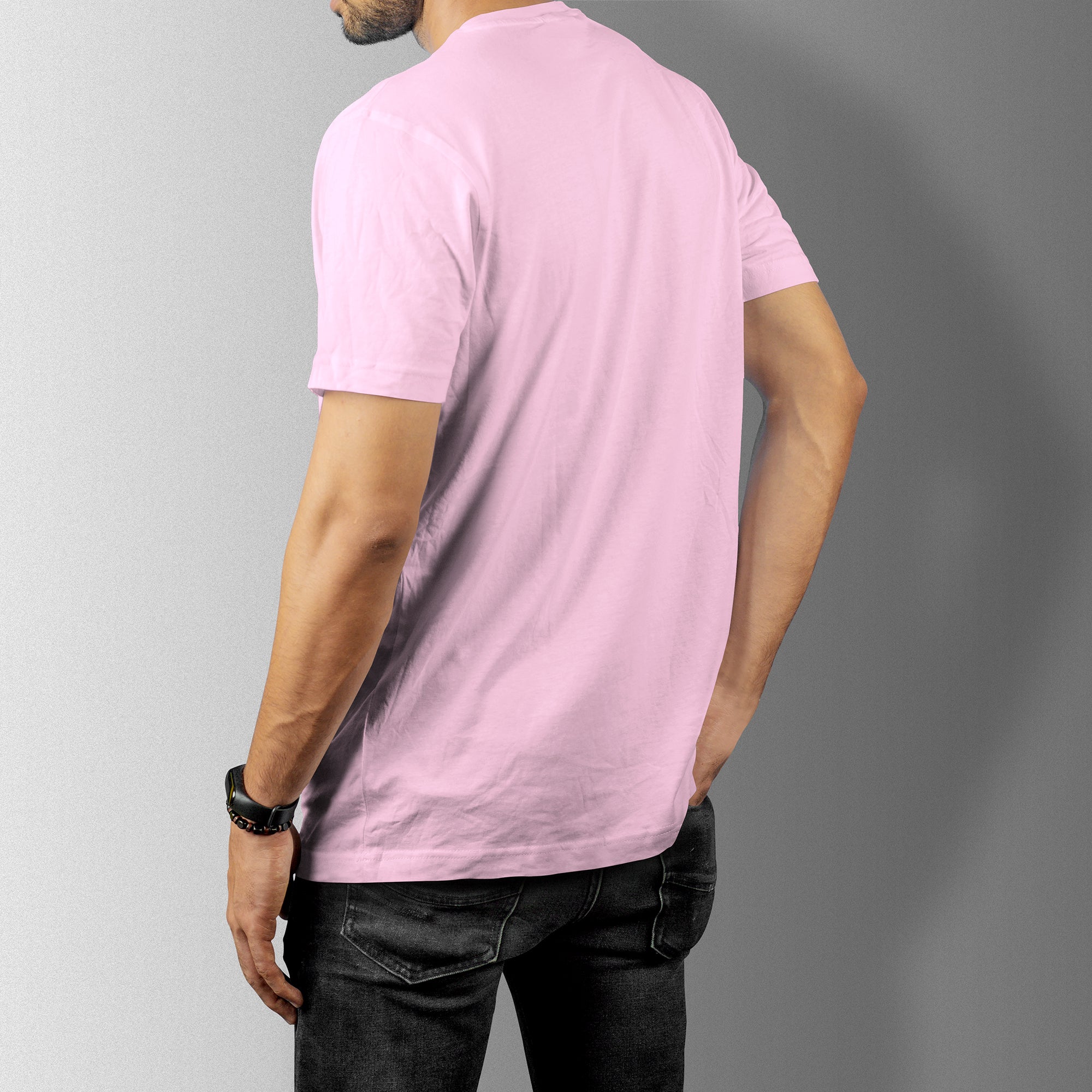 Pink Essential Round Neck Short Sleeve T-Shirt (Casual/Sports)