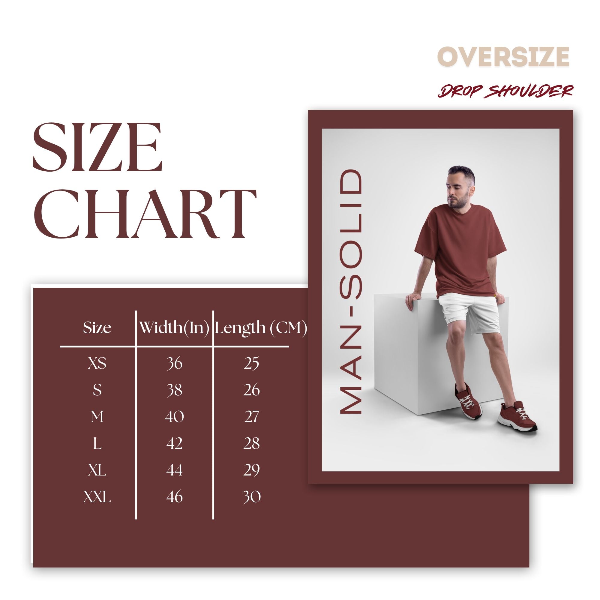 Oversize (Maroon) Drop Shoulder Round Neck T-Shirt