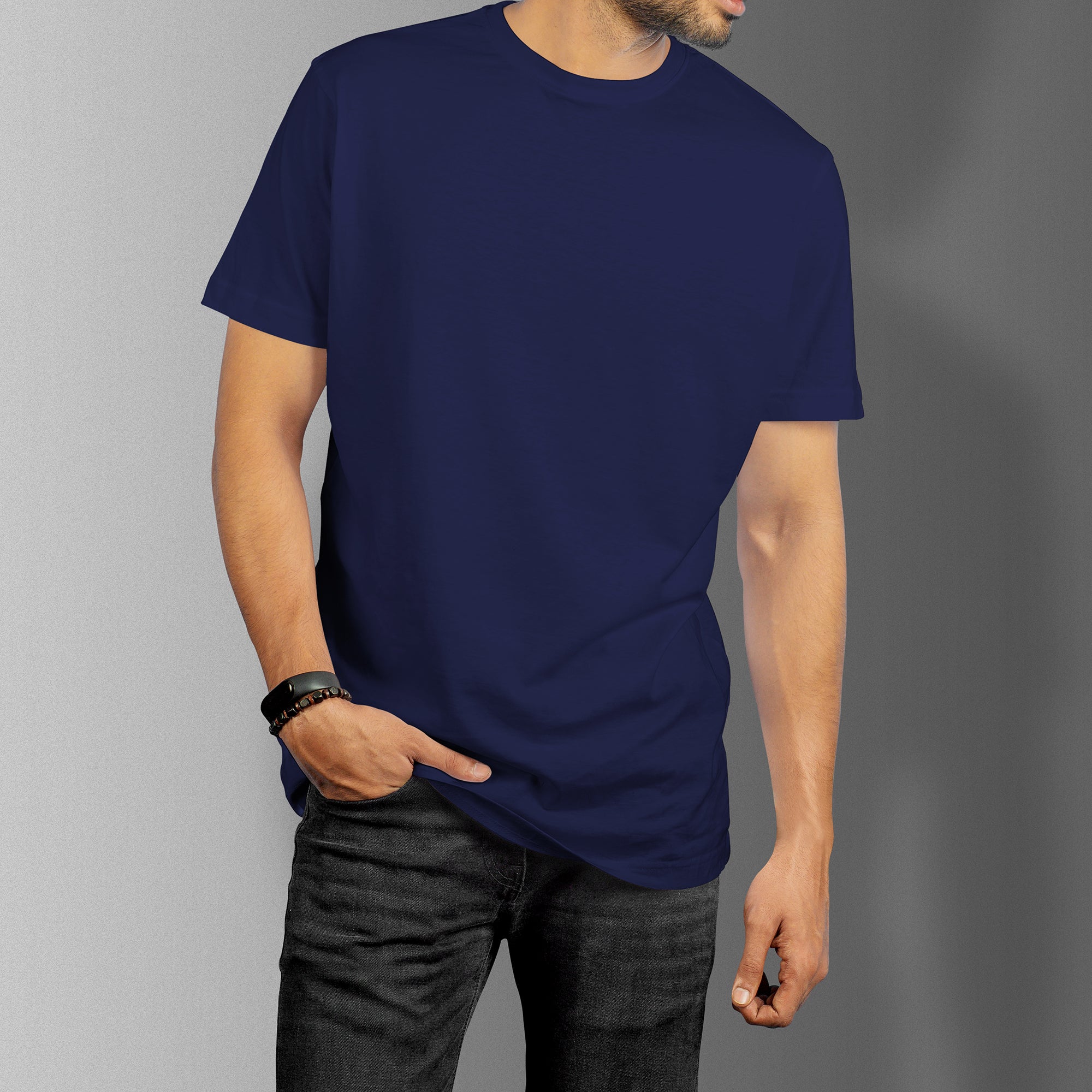 Navy Blue Essential Round Neck Short Sleeve T Shirt Casual Sports