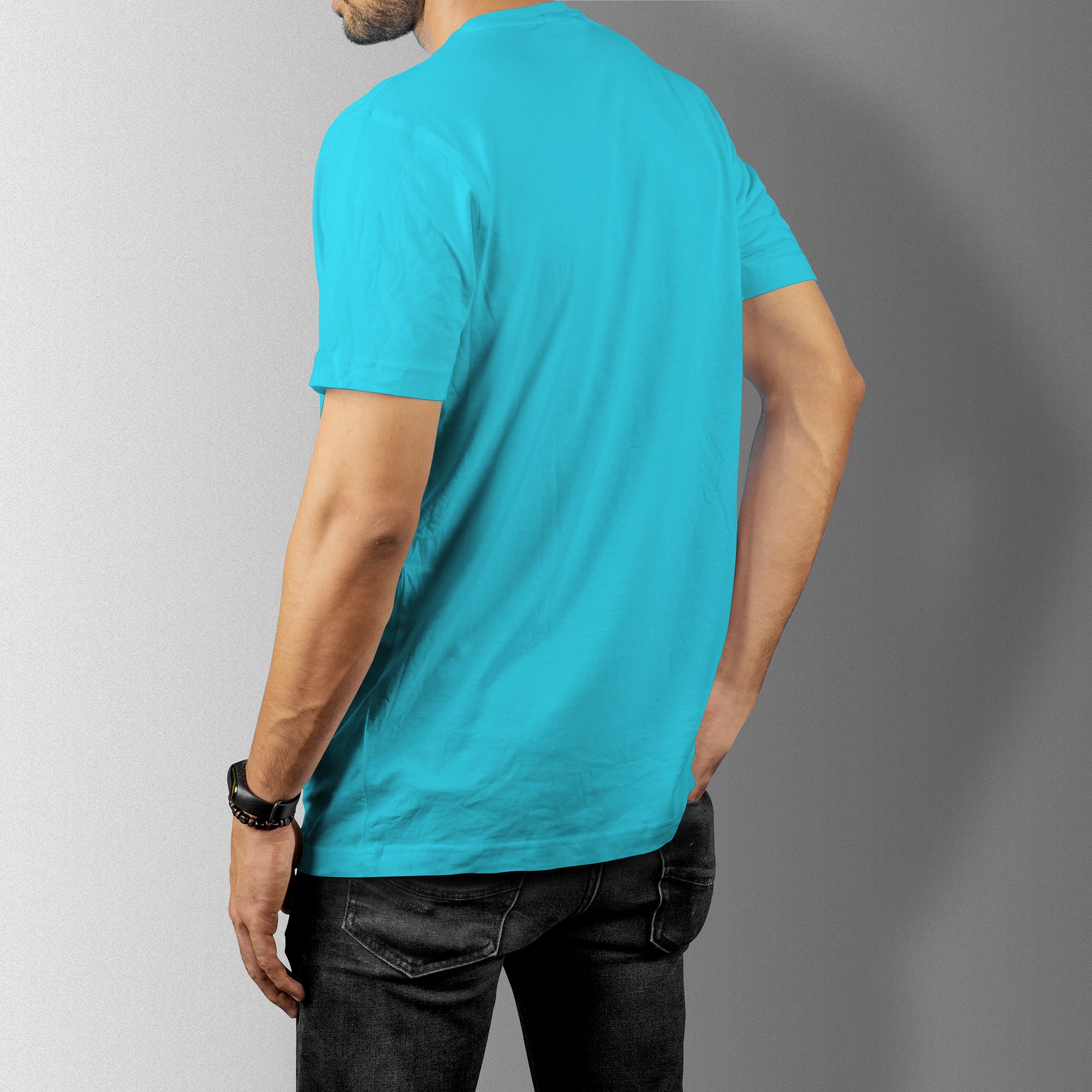 Sky Blue Essential Round Neck Short Sleeve T-Shirt (Casual/Sports)