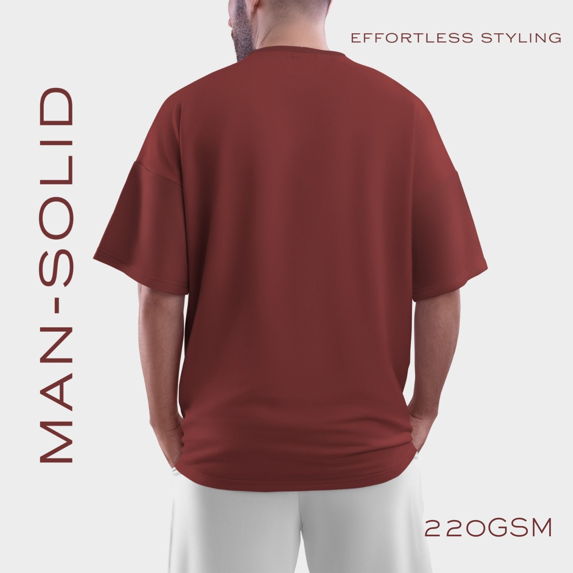 Oversize (Maroon) Drop Shoulder Round Neck T-Shirt